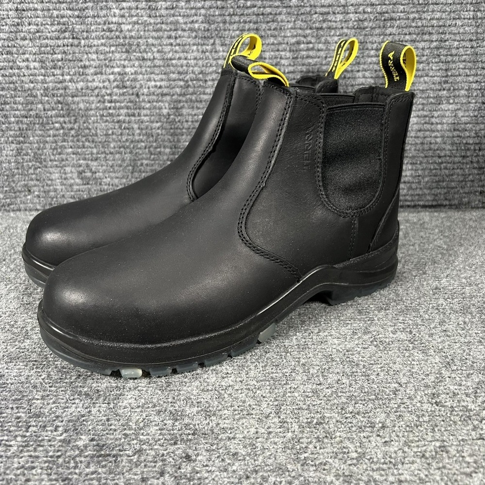 Terra Boots Mens Size 7 Black Leather Chelsea Slip Resistant Work TROA4NRFBLK